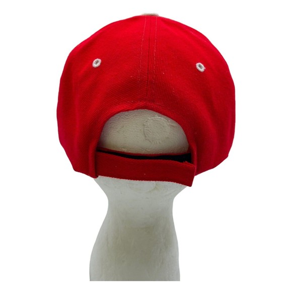 Sara Headwear USA Eagle Embroidered Gold Flames Adjustable Red Hat Cap Adult - Picture 4 of 5